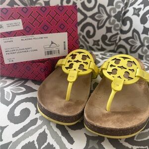 Tory Burch Yellow Miller Cork Platform Sandals